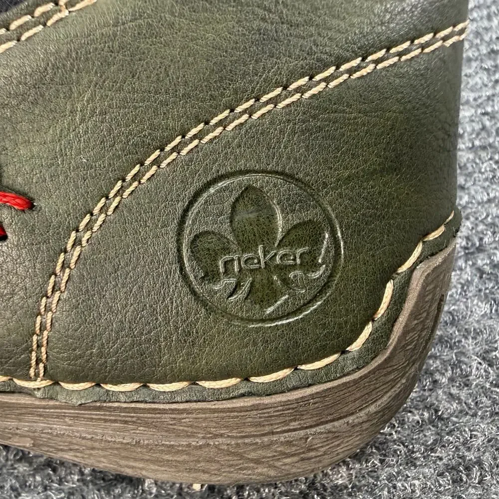 Rieker Ankle Boots Womens 36 US 5.5 Green Lace Up Zip Multicolor Comfort Shoes